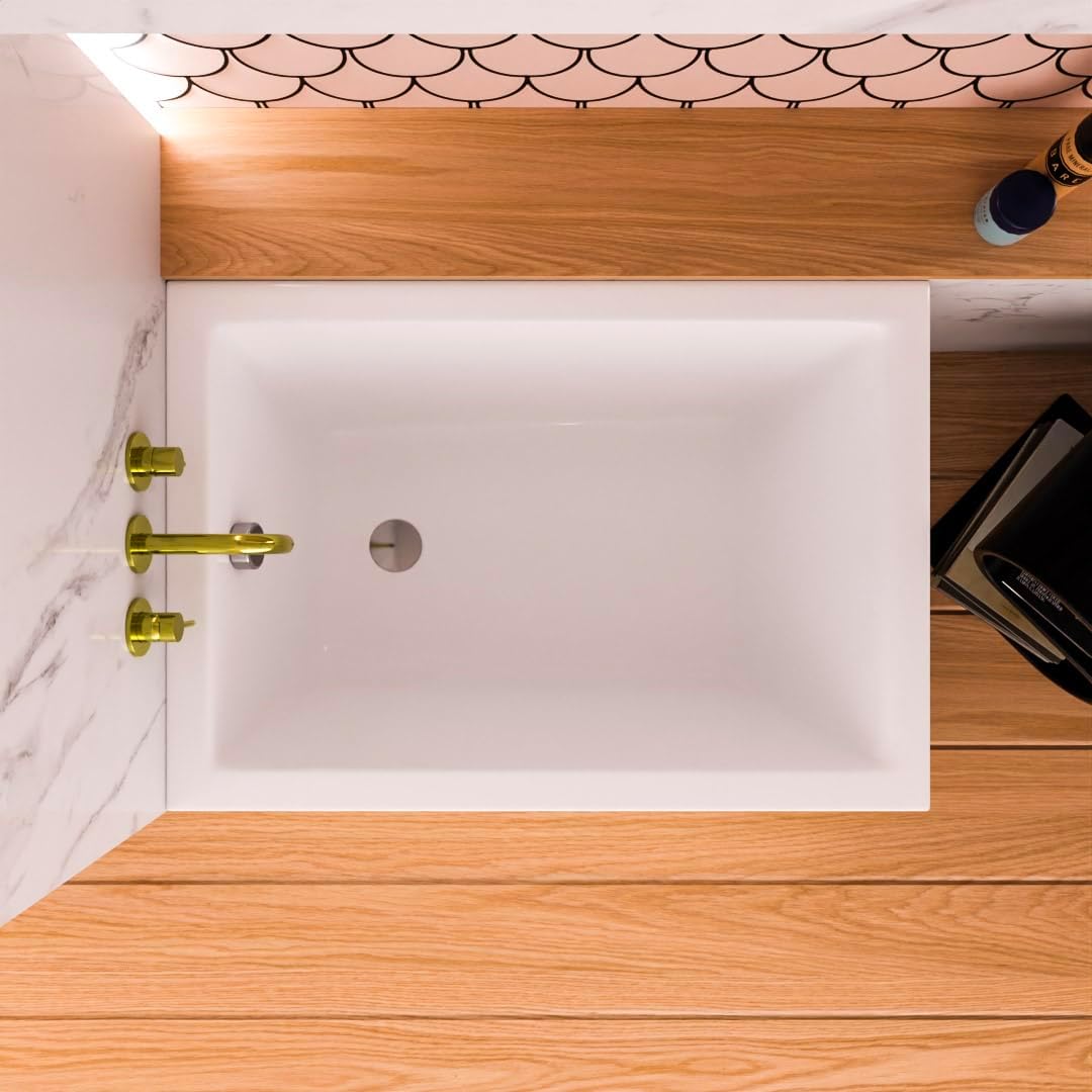 ECOLAM Badewanne Marella 100x70 cm + Schürze | raumsparend kleine moderne Wanne Rechteck Top QUALITÄ