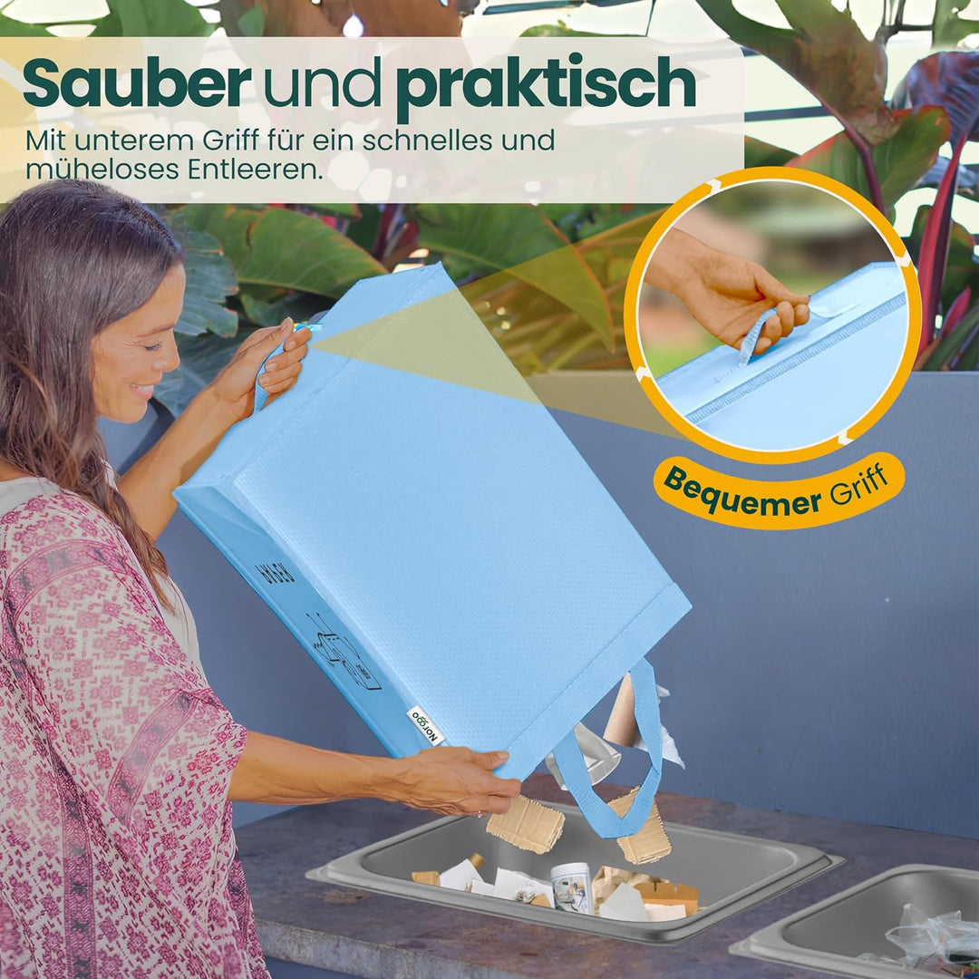 Norggo Set aus 3 Müllsäcken für Mülltrennung, 40L - Mülltrennsystem 3fach für Papier, Kunststoff und