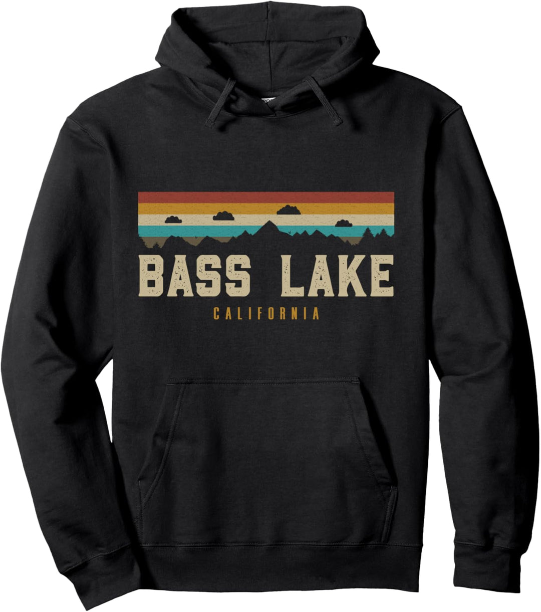 Bass Lake Vintage Berge Wandern Camping California Retro Pullover Hoodie