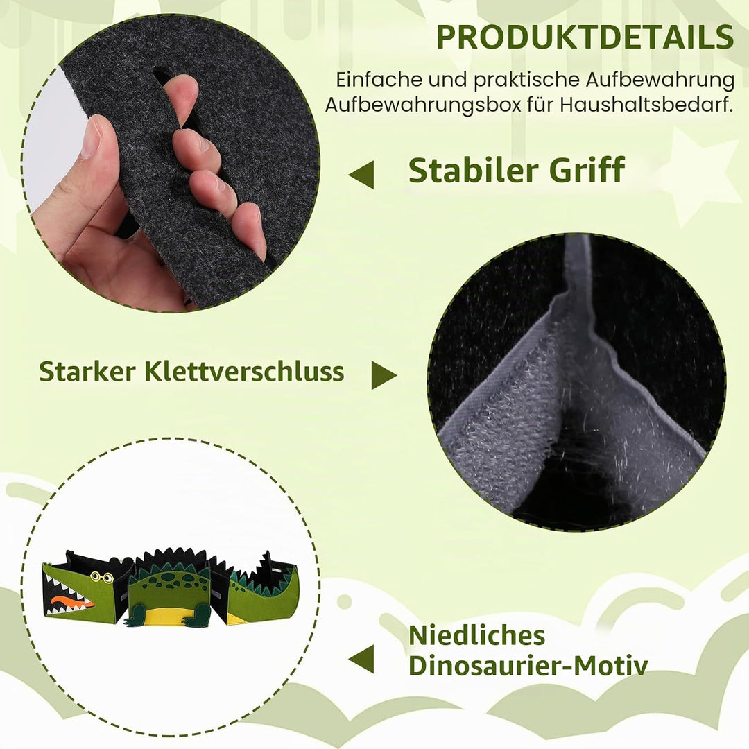 3Pcs Spielzeugkiste aus Filz Aufbewahrungsbox Kinder Spielzeug Box Krokodil Faltbare Spielzeug Aufbe