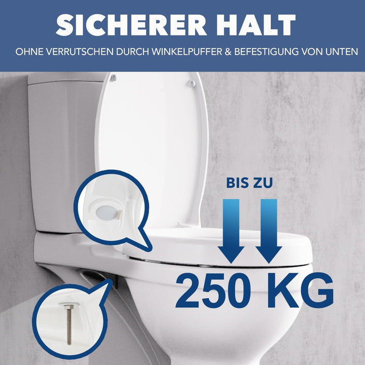 WC-Sitz erhöht 5cm für ältere/behinderte Menschen, WC-Sitzerhöhung Toilettensitz aus Duroplast, leis