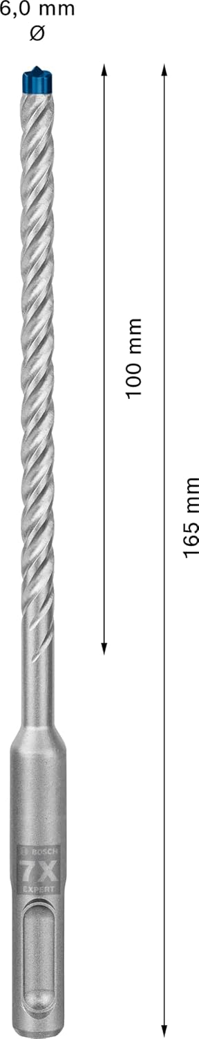 Bosch Professional 50x Expert SDS plus-7X Hammerbohrer (für Stahlbeton, Ø 6,00x165 mm, Zubehör Bohrh