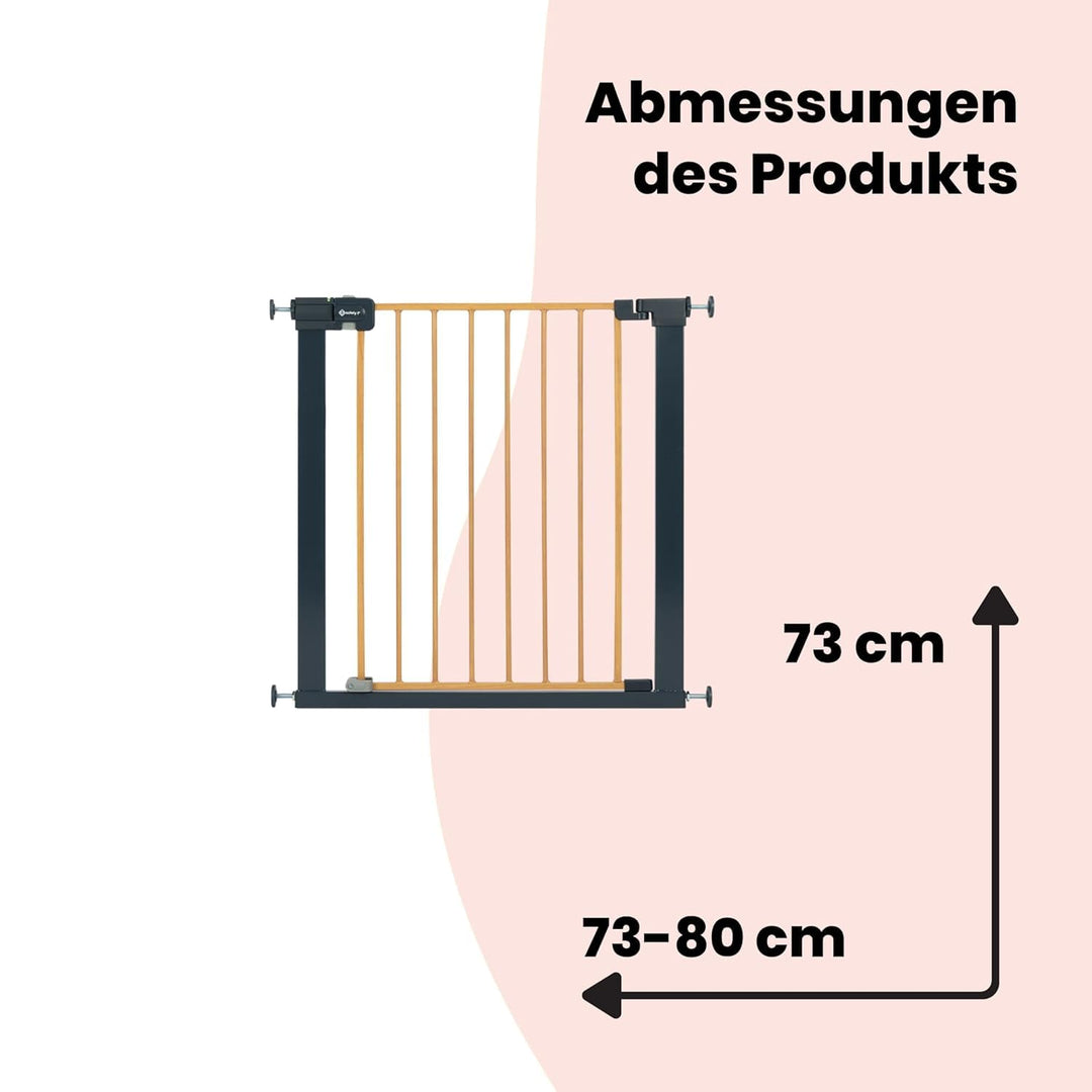 Safety 1st Easy Close Metal Gate, Treppenschutzgitter ohne Bohren, 73–80 cm (bis 108 cm erweiterbar)