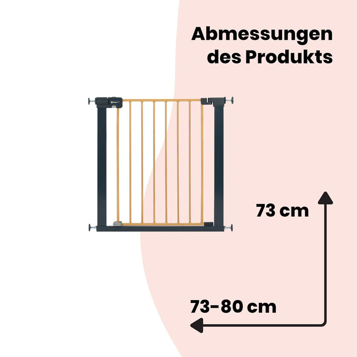 Safety 1st Easy Close Metal Gate, Treppenschutzgitter ohne Bohren, 73–80 cm (bis 108 cm erweiterbar)