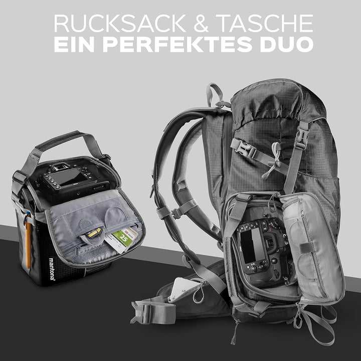 Mantona Elements Outdoor Rucksack (inkl. Regenschutzhülle, Laptop/Tabletfach, herausnehmbarer Kamera