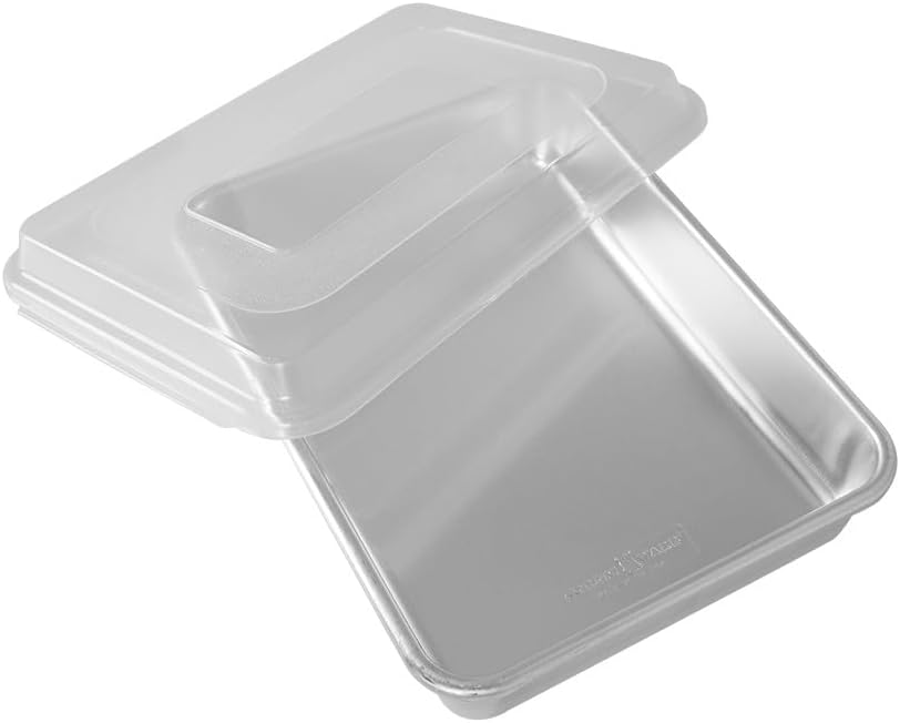 Nordic Ware Natural Aluminum Commercial Cake Pan with Lid, Rectangle Pan with Lid, Rectangle Pan wit