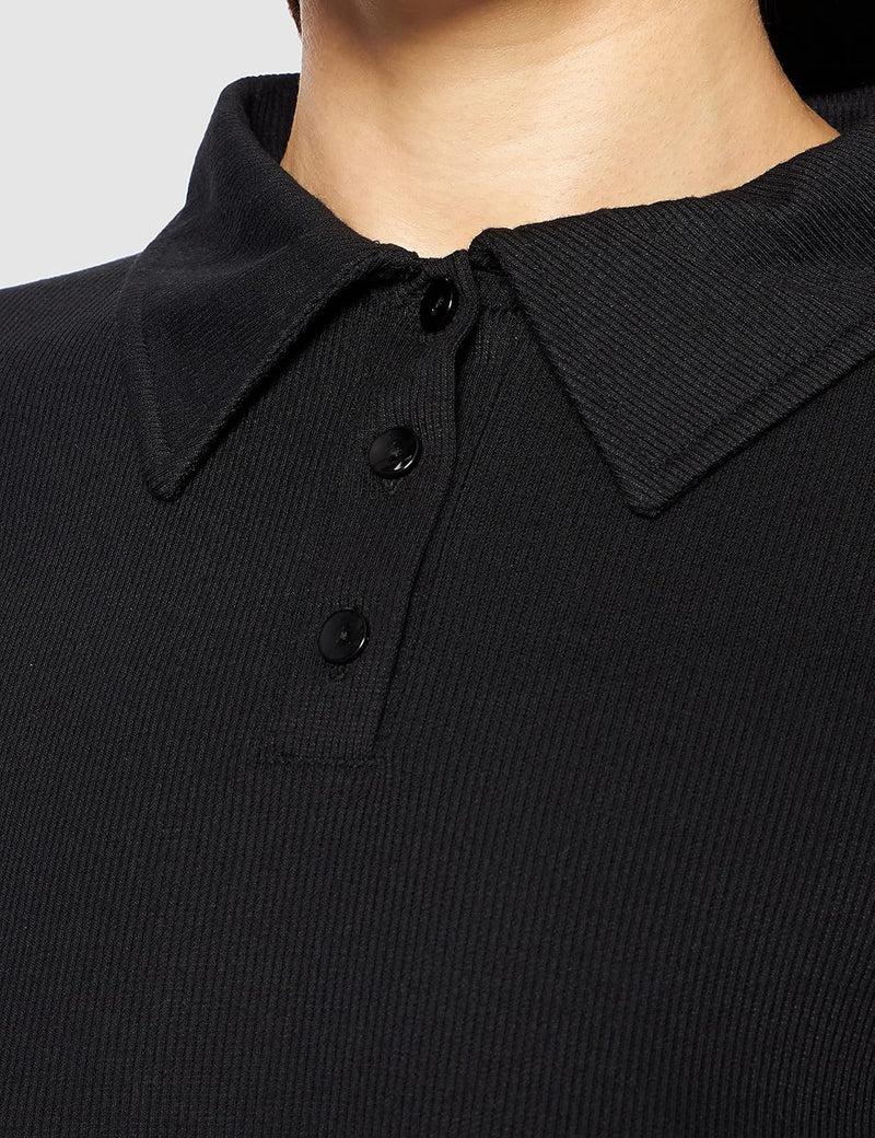 NA-KD Damen Buttoned Collar Top Hemd XS Schwarz, XS Schwarz
