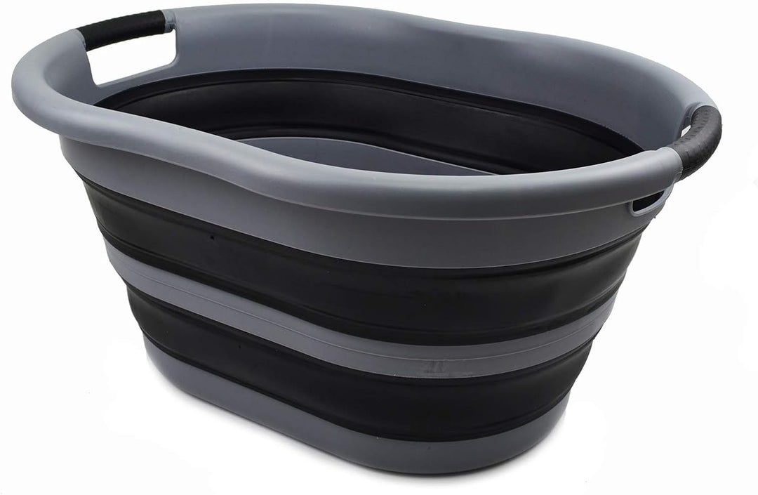 SAMMART 36L Collapsible Plastic Wäschekorb - Ovale Wanne/Korb - Faltbarer Vorratsbehälter/Organizer
