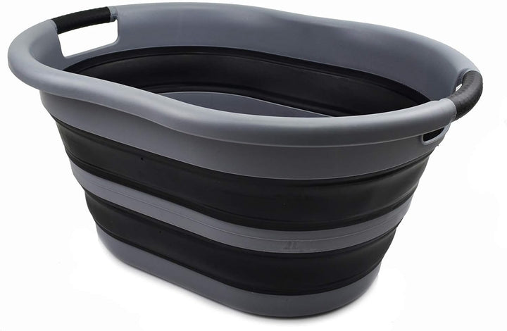 SAMMART 36L Collapsible Plastic Wäschekorb - Ovale Wanne/Korb - Faltbarer Vorratsbehälter/Organizer