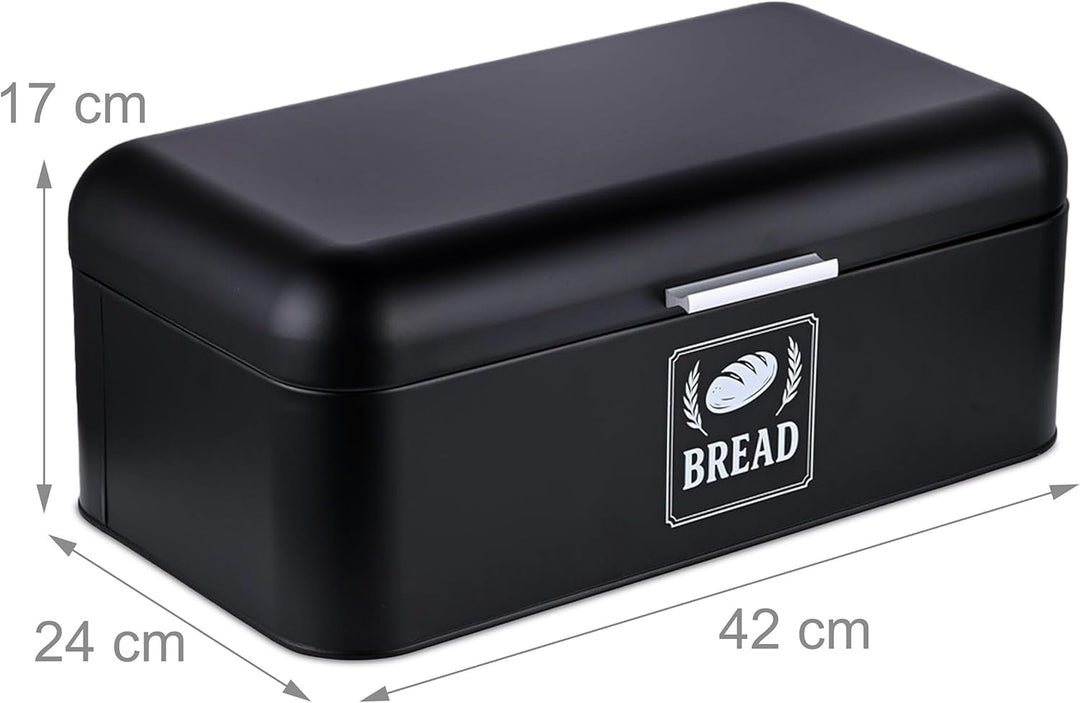 Relaxdays Brotkasten, Brotbox mit Deckel & Griff, HBT: 17x42x24 cm, Brot aufbewahren, Brotkiste Retr