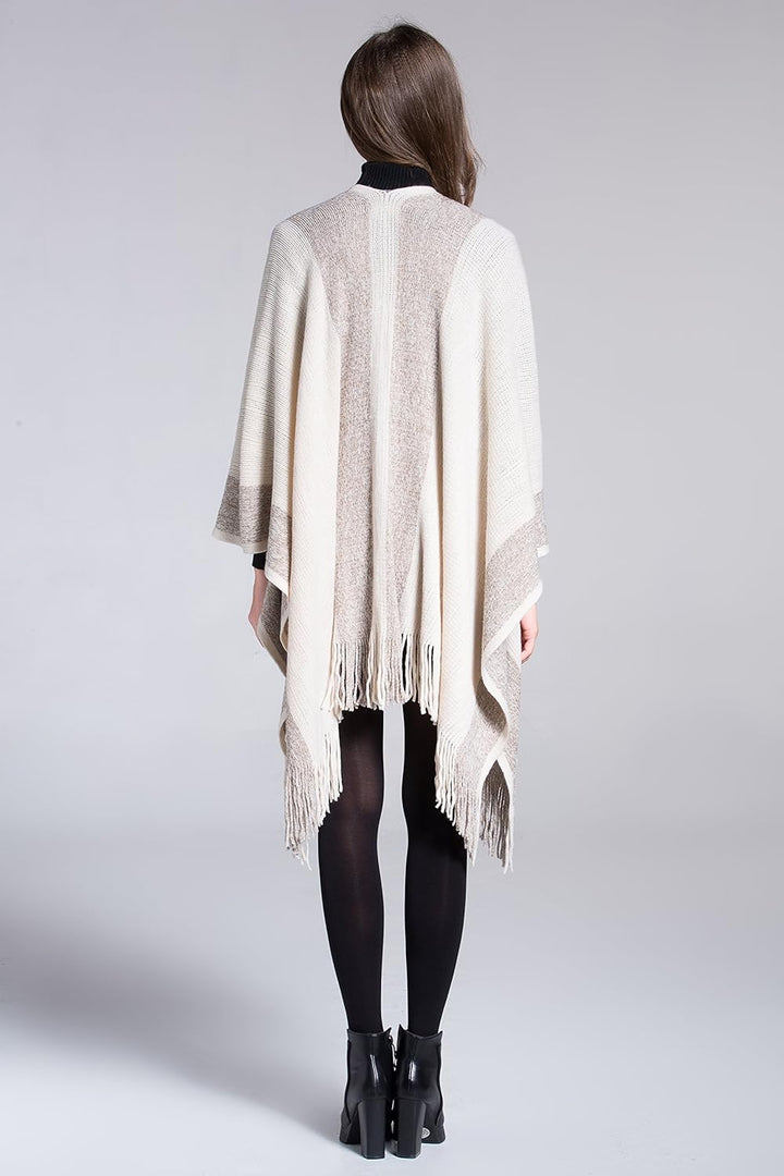 ZLYC Damen Weiche Schlichte Poncho Capes Retro Cardigans Pullover Khaki, Khaki