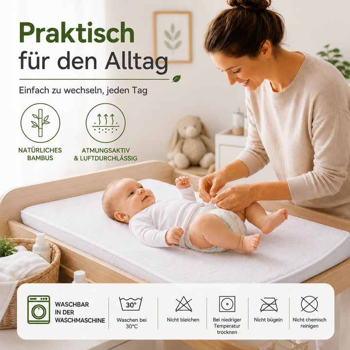 Flyideas Wasserdichter Matratzenschoner Babybett 80x160 cm, 2 STK. Zertif. Bambus - Matratzenschutz