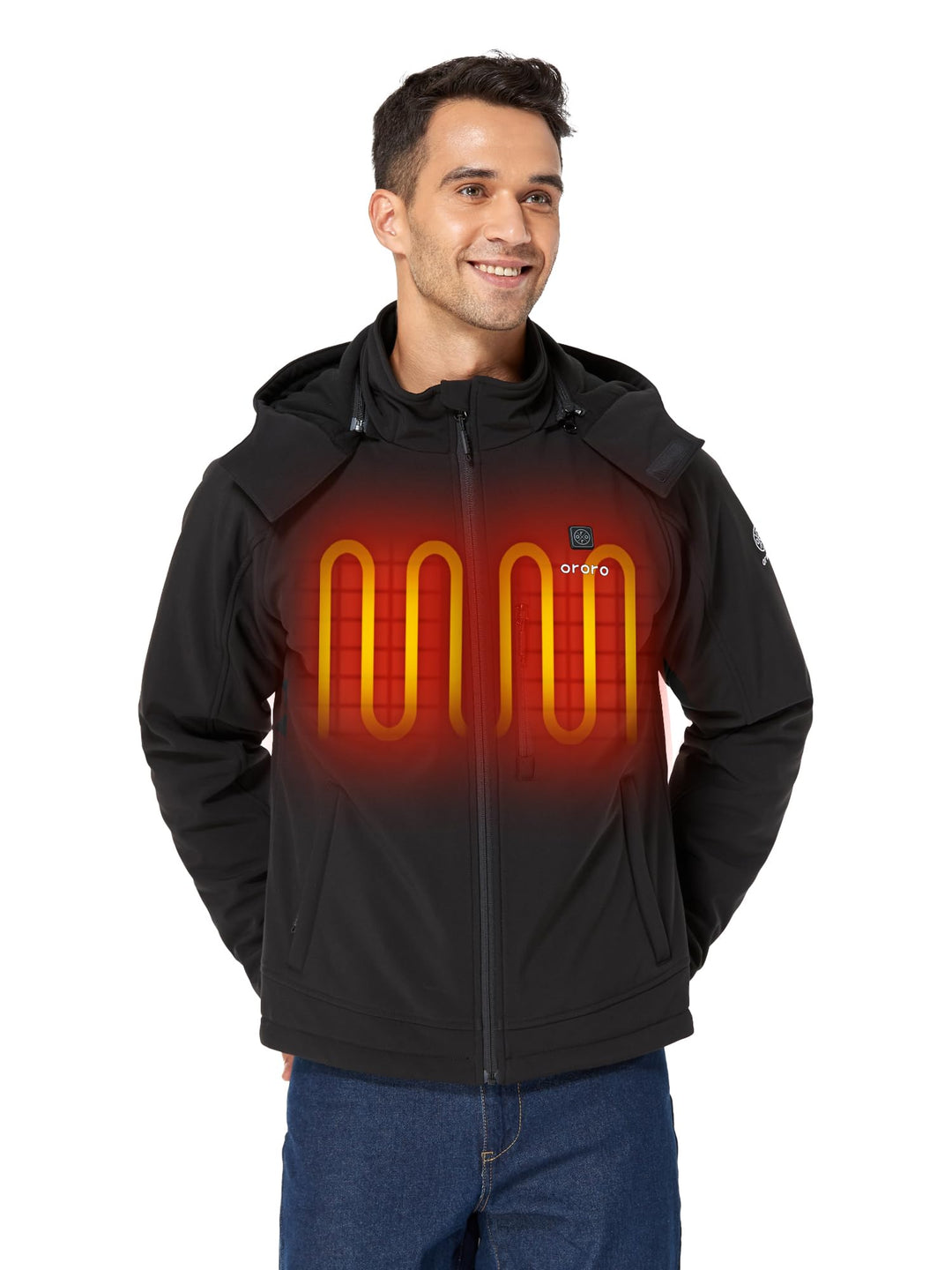 ORORO Beheizbare Jacke Herren mit Powerbank, Beheizte Jacke Herren Heizjacke Bis zu 10 Stunden Wärme