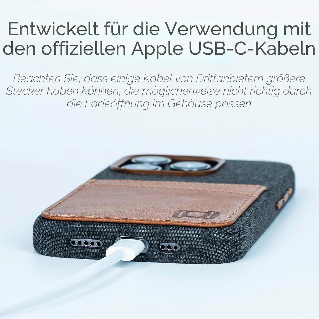Dockem Stoff Kartenhülle für iPhone 15 Pro mit Integrierter Metallplatte zur Magnetischen Befestigun