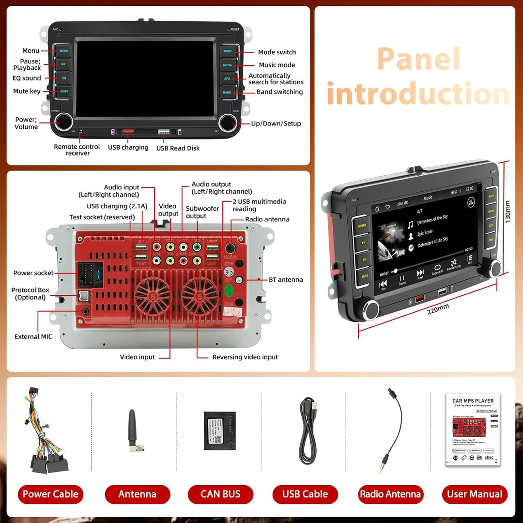 WERESOUND Autoradio für VW Golf 5 6 Passat Polo Tiguan Touran EOS Skoda, 7 Zoll Touchscreen Auto Rad