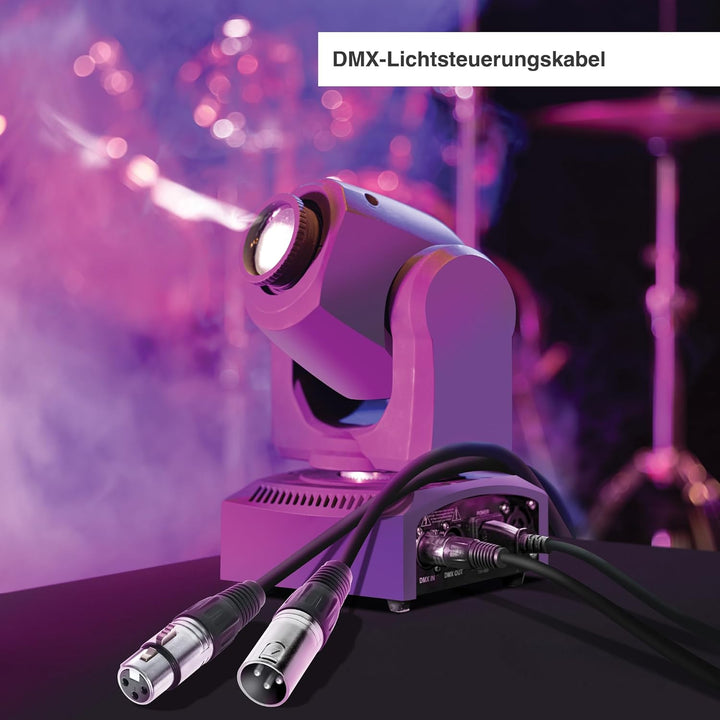 BEMERO DMX-Kabel, Lichtkabel, 3-Pin XLRf auf XLRm, 110 Ohm, 12 m, schwarz, 12 m