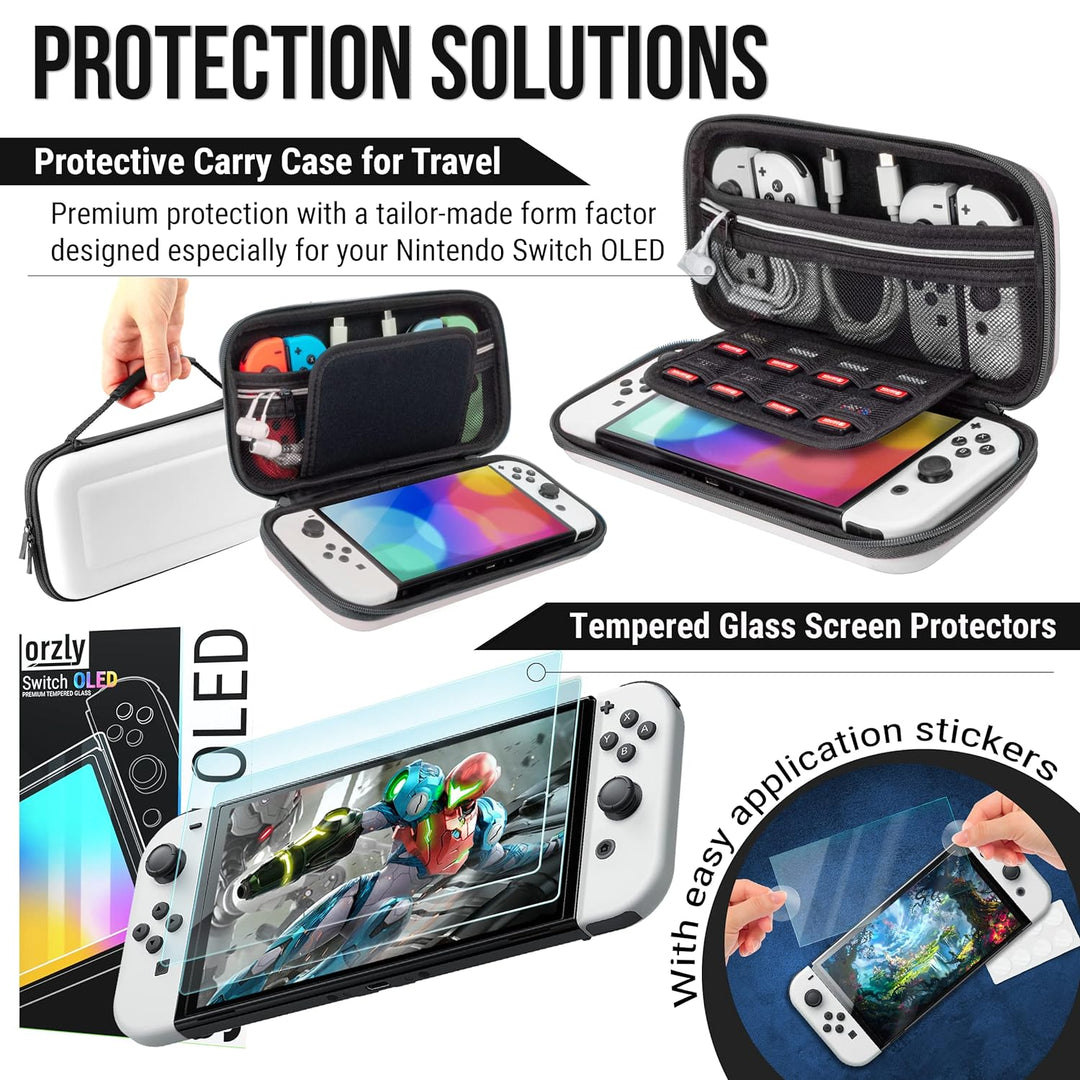 Orzly Accessories Kit Bundle Compatible with Nintendo Switch OLED Console (NOT 2017 Edition Compatib