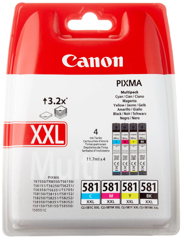 Canon BK/C/M/Y Druckertinte Multipack - mit sehr hoher Reichweite jeweils 11,7 ml für PIXMA Tintenst