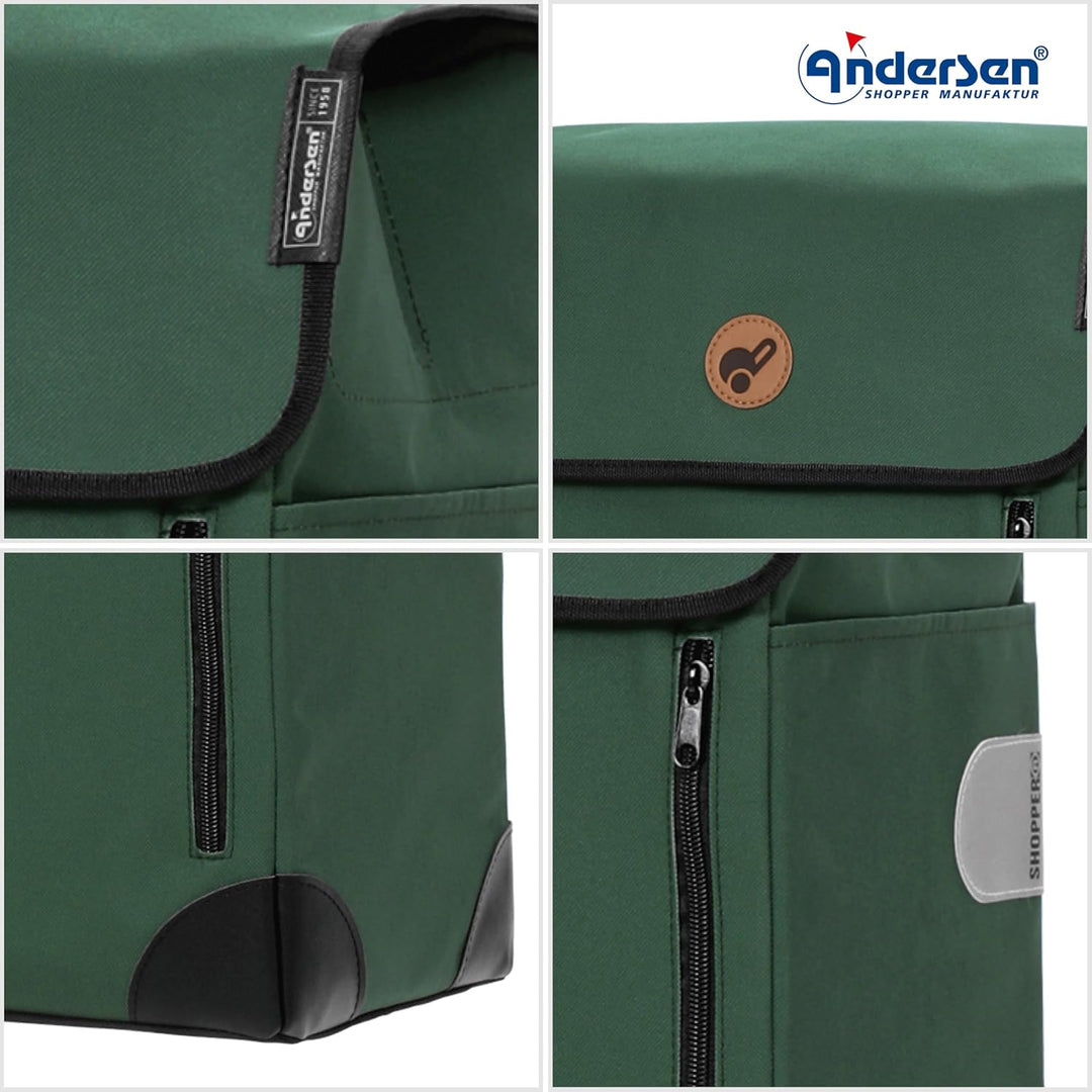 ANDERSEN Einkaufstrolley - Scala Shopper Plus Weda grün 36 L Handwagen, langlebig, Tasche abnehmbar,