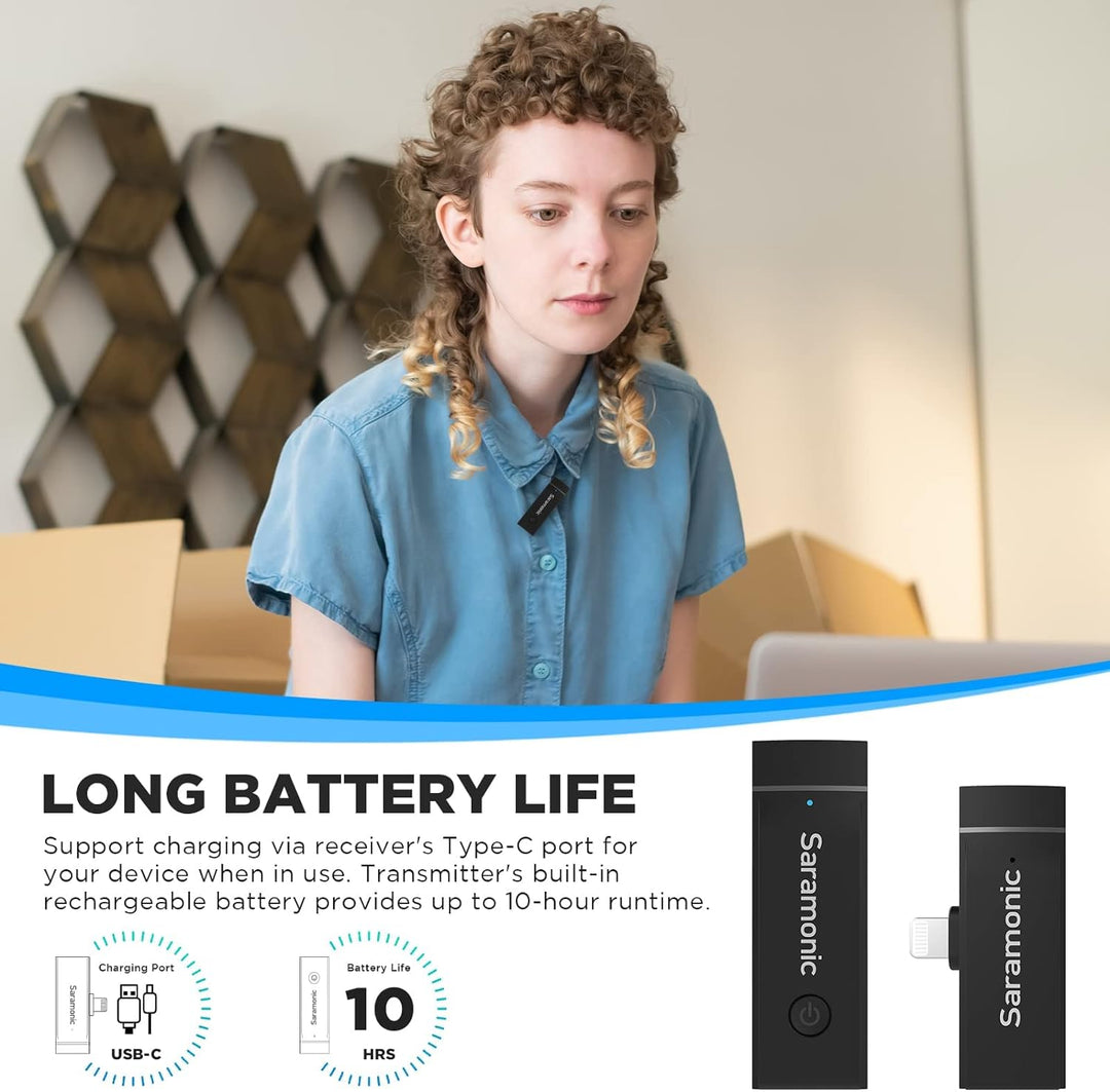 Saramonic Blink GO Drahtloses Lavalier Mikrofon für iPhone iPad, 50M Reichweite, 2.4GHz Mini Ansteck