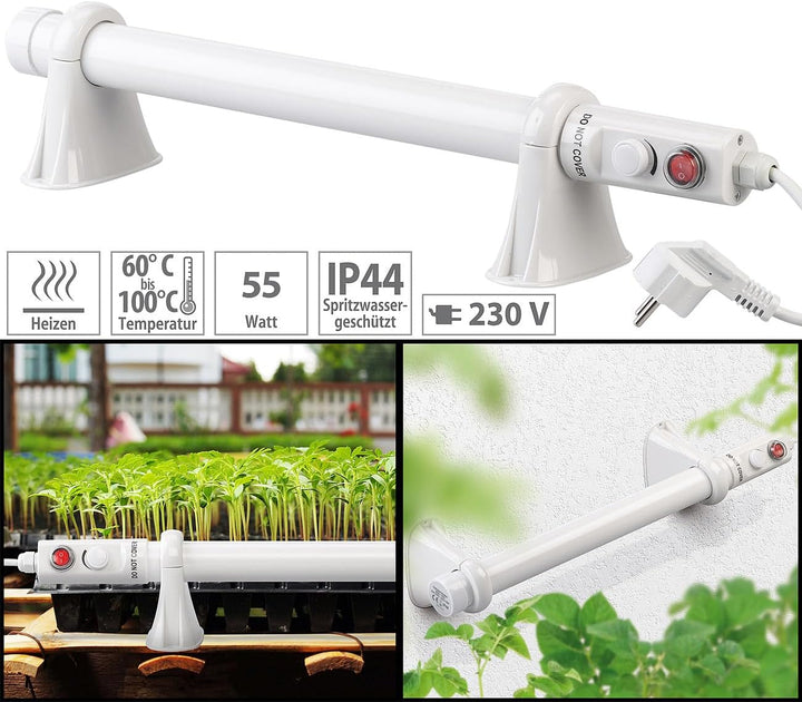 Royal Gardineer Elektrische Stabheizung für Gewächshäuser, 55 Watt, 51 cm, IP44