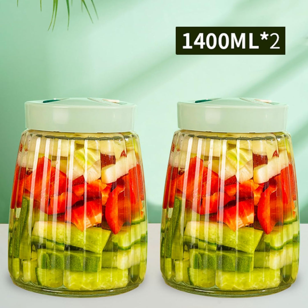 USHOP Fermentierglas, Gärglas mit Entlüftungsventil mit 1-Wege-Entlüftung,2er-Pack 1.4l Kimchi Behäl