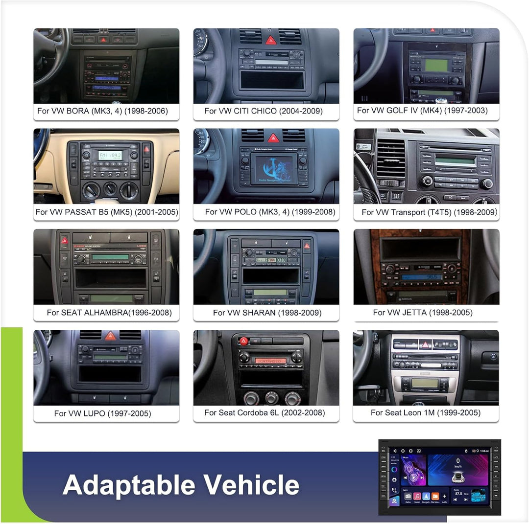 CAMECHO 2G+64G Android 13 Autoradio mit Navi für VW Golf 4 Polo Sharan Jetta MK4 Transportor T5,7 Zo