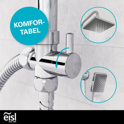 EISL EASY ENERGY Duschset, Duschsäule 2 in 1 mit grosser Regendusche (176 x 176 mm) und Handbrause,