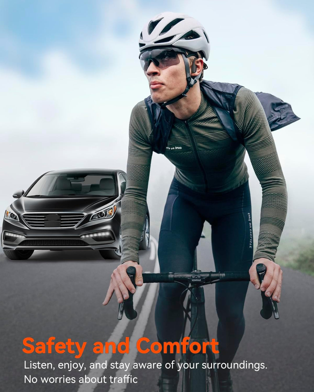 SANOTO Knochenschall Kopfhörer, Open Ear Kopfhörer Bluetooth 5.3, 8 Stunden Akkulaufzeit, Bone Condu