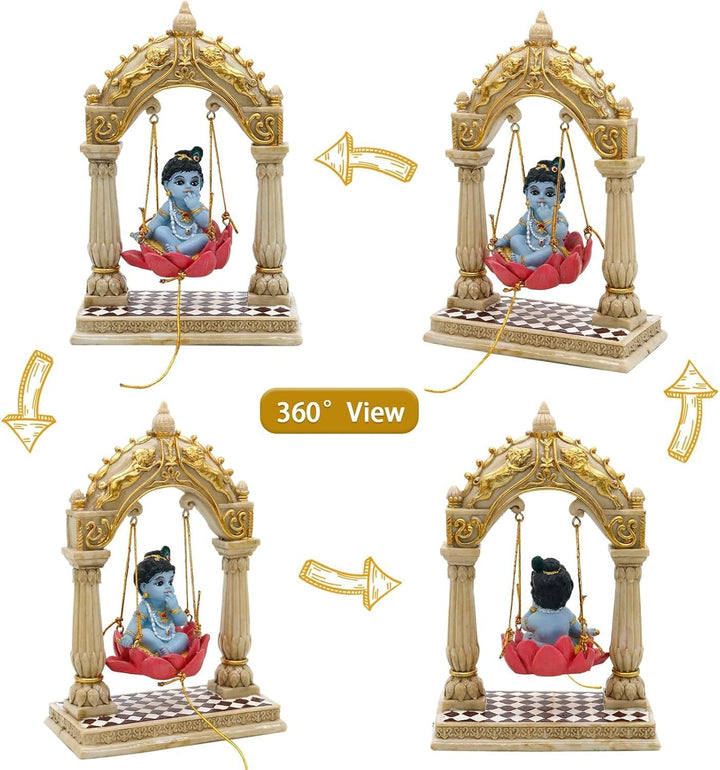 SrI Krishna CULTURE Baby-Krishna-Schaukel von Pillars-Höhe, 15,2 cm, mehrfarbig, Kunstharz