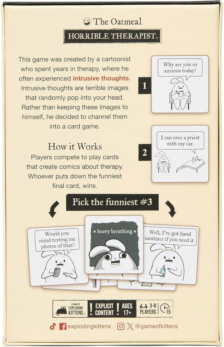 Exploding Kittens Horrible Therapist: Core Game Edition – Hilarious Adult Card Game for 3-8 Players,