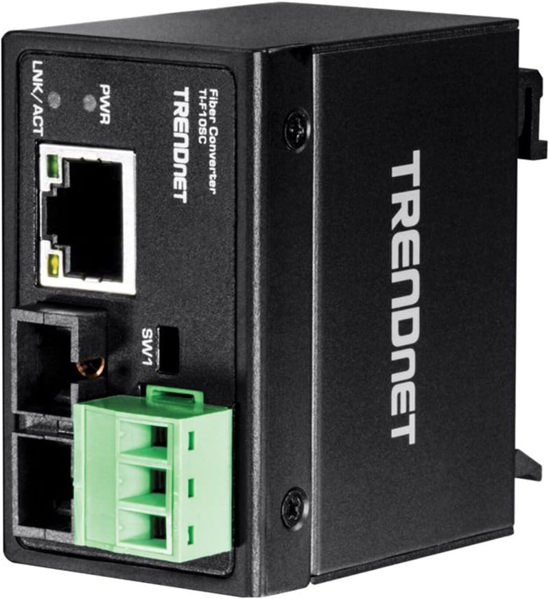 TRENDnet TI-F10SC Gehärteter Industrieller 100Base-FX Multi-Modus SC Glasfaser-Konverter, (2km / 1.2