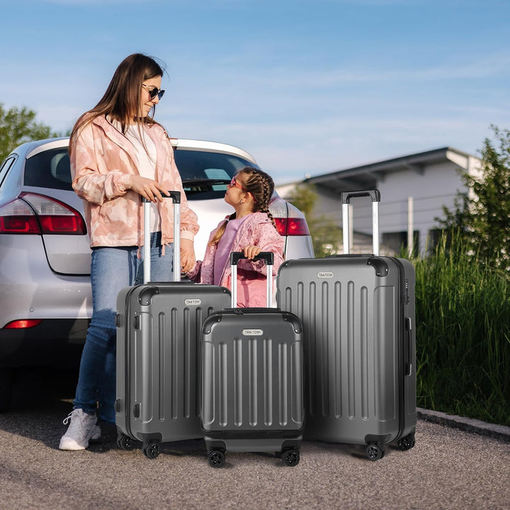 TANTOMI Kofferset 3-teilig, ABS Hartschalenkoffer Set, Reisekoffer Set mit Rollen, Gepäck-Sets (20/2