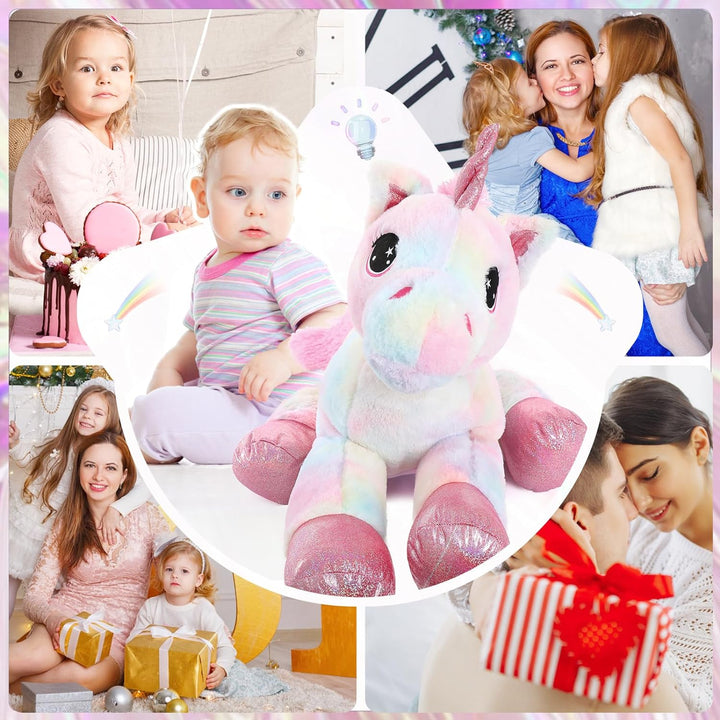 MorisMos Grosser Einhorn Riesen Einhorn Plüschtier XXL Stofftier Kuscheltiere gross 80cm Rosa Einhor