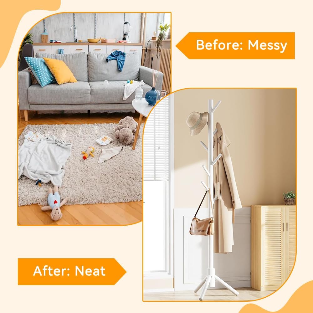 Kleiderständer Stehend Weiss holz Stehender Garderobenständer Clothes Rack Massivholz Jackenständer
