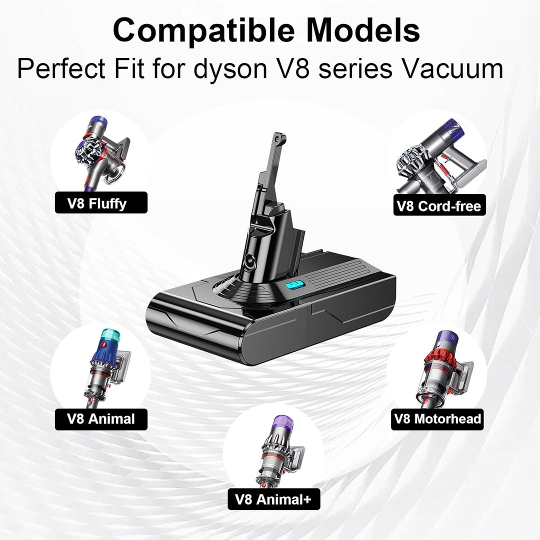 6800 mAh Ersatzakku für Dyson V8, Akku kompatibel mit Dyson V8 Staubsaugerserie + 2 Filter,für SV10