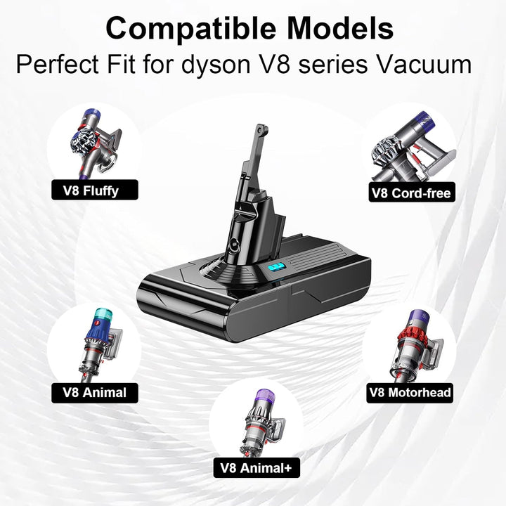 6800 mAh Ersatzakku für Dyson V8, Akku kompatibel mit Dyson V8 Staubsaugerserie + 2 Filter,für SV10