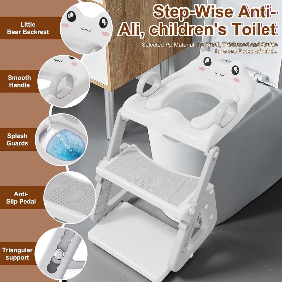 Toilettensitz Kinder mit Treppe,Stabil Kinder Toilettensitz mit Dreiecksstruktur,3 in 1 Toilettentra