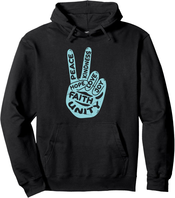 Be Kind, Frieden, Liebe, Hoffnung, Glaube, Freude, Einheit, Kindheit. Pullover Hoodie