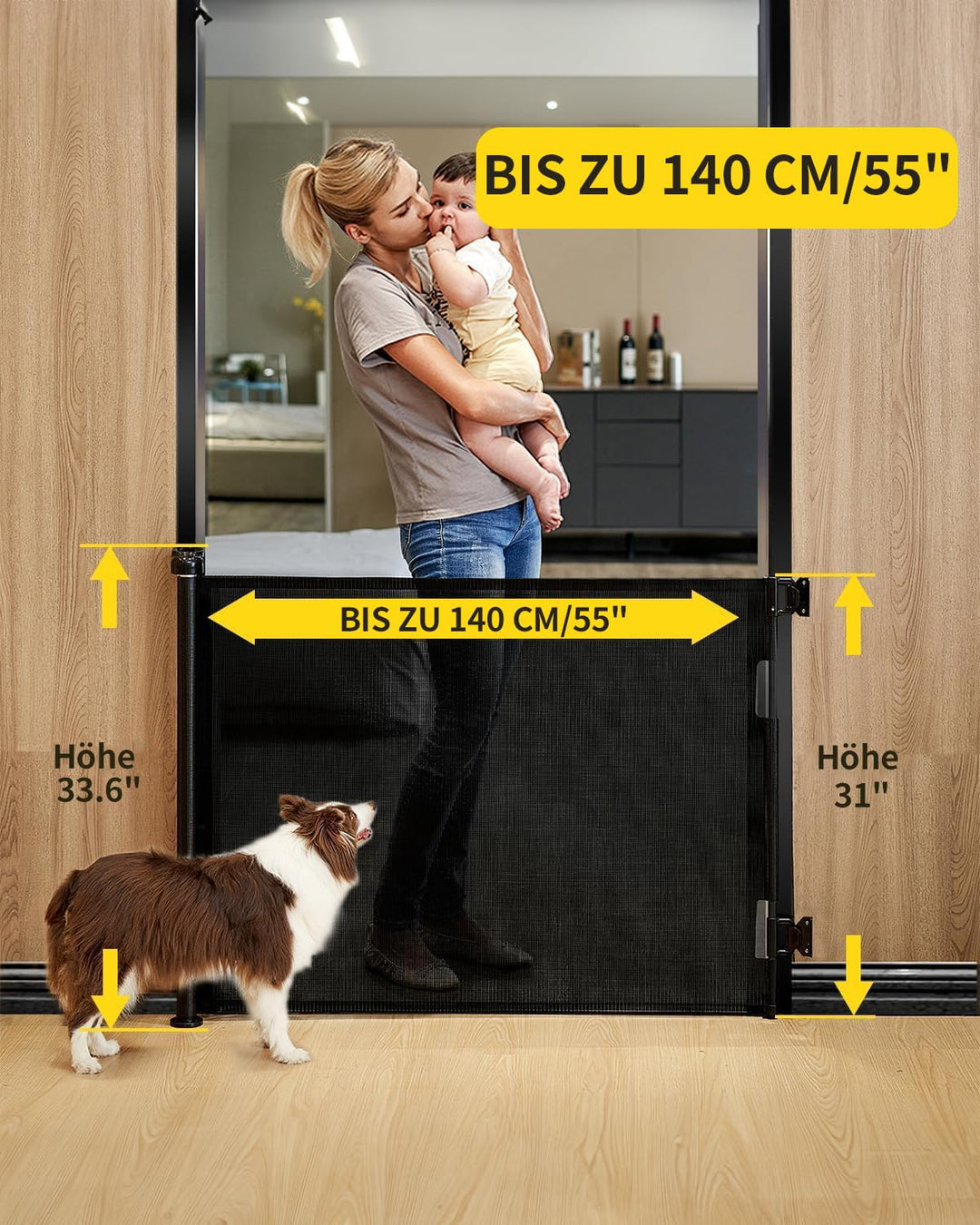 2 Pack Treppenschutzgitter Ausziehbar 0-140cm,Türschutzgitter Ausziehbar mit Treppenschutz & Kinders