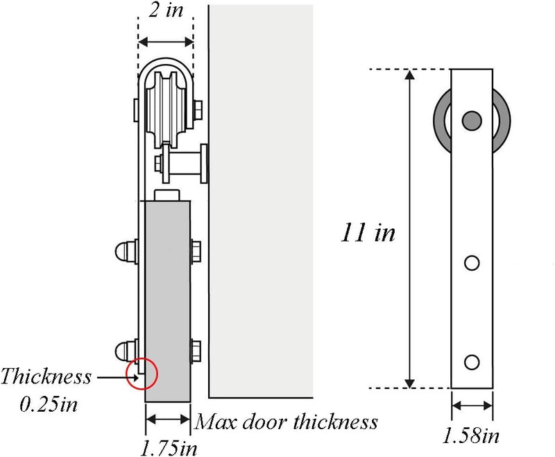 LWZH 10.5FT/320 cm Schiebetürbeschlag Set Barn Door Hardware Kit Laufschienen für Schiebetür Hängesc