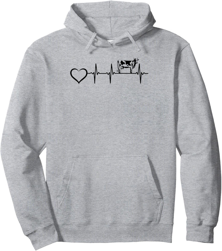 Cow Heart Line Art Kuh Herzschlag Milchkuh Pullover Hoodie