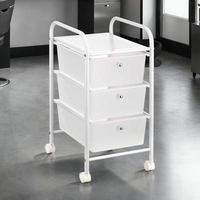 IDIMEX Badregal Rollwagen Rollcontainer GINA, mit 3 transparenten Schubladen und Metallgestell in we