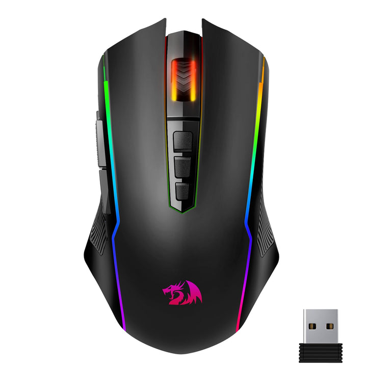 Redragon Gaming Maus Kabellose,RGB 2.4G/USB-C/Bluetooth Maus,Wiederaufladbare mit 9 Programmierbare