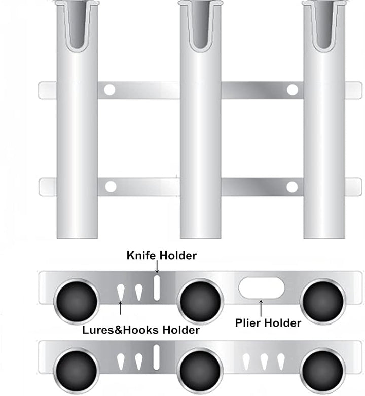 Wand montiert Angel Halterungen Röhren Links Angel Halter Rack Liegt 3-pole-black