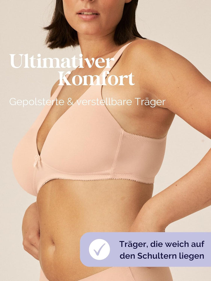 Naturana® BH Damen ohne Bügel [Cup A-D] I 100% Gepolsterte Träger I BH ohne Bügel mit nahtlosen Cups