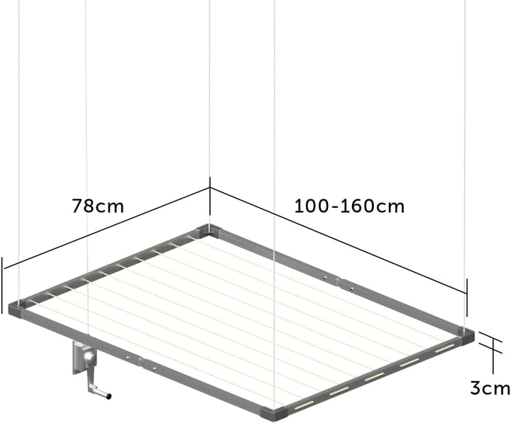 cuncial-tz 301051 decken für Wäschetrockner, ausziehbar, weiss, 100-160 x 78 cm