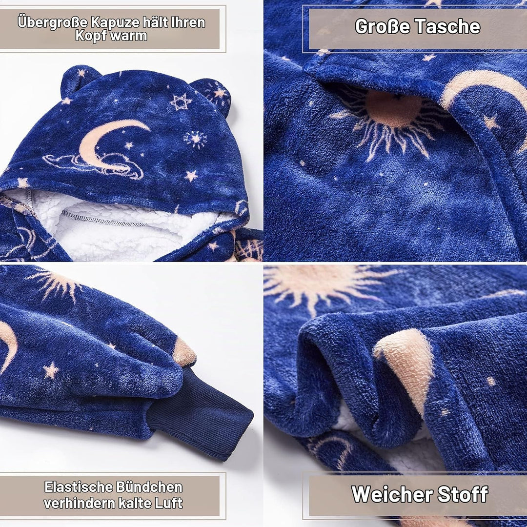 THREE POODLE Decken Hoodie, Oversize Hoodie Decken Pullover Kuschelpullover für Damen Herren Kinder,