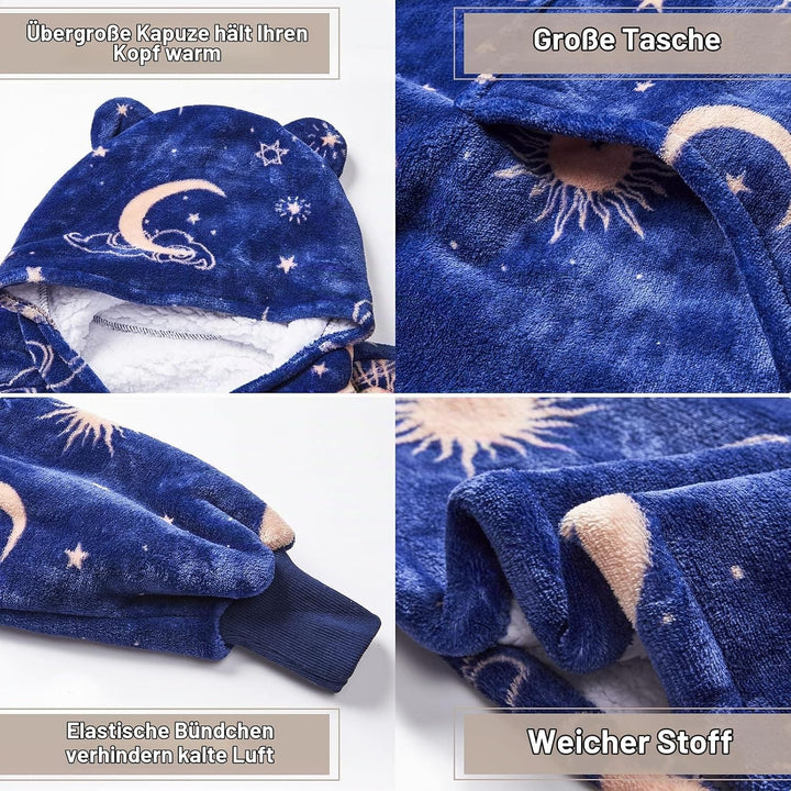 THREE POODLE Decken Hoodie, Oversize Hoodie Decken Pullover Kuschelpullover für Damen Herren Kinder,