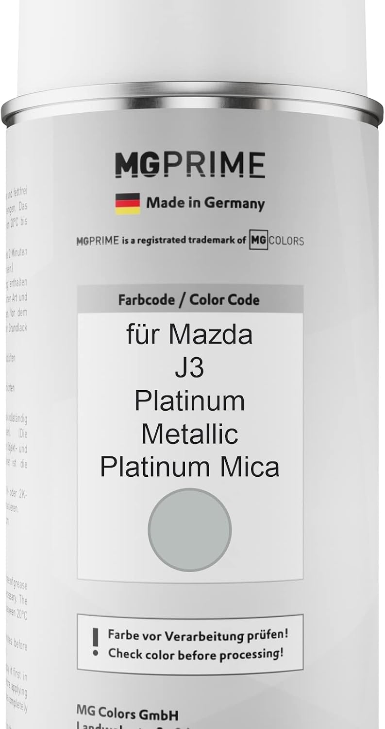 MG PRIME Autolack Sprühdosen Set für Mazda J3 Platinum Metallic/Platinum Mica Basislack Klarlack Spr